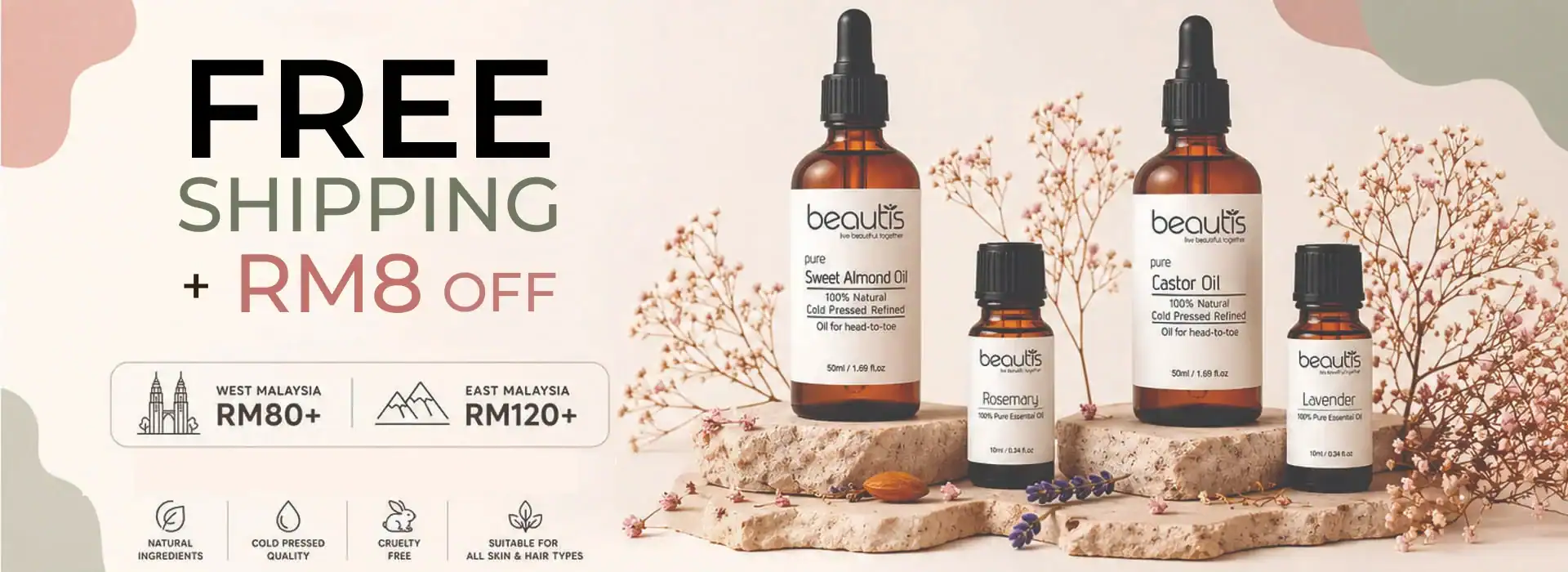 Beautis store free shipping & rm8 off voucher